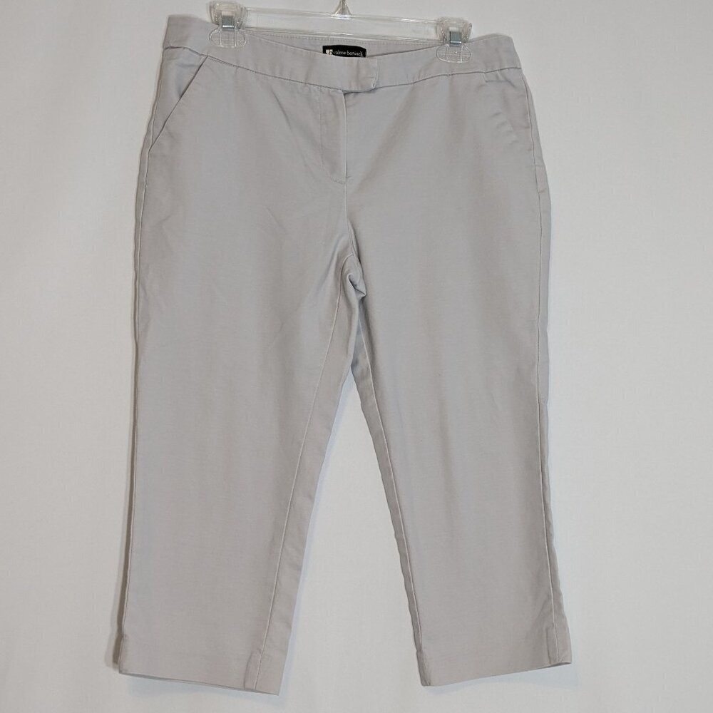 VALERI BERTINELLI Light Gray Mid-Rise Front Zip Stretch Capris; Size 10